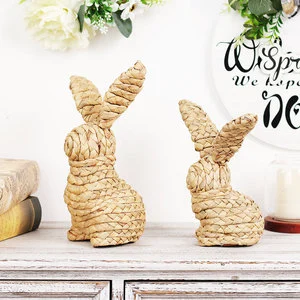 New Product SYWA135 Easter Decorations Hand-woven Straw Bunny Creative Home Craft Ornaments Indoor