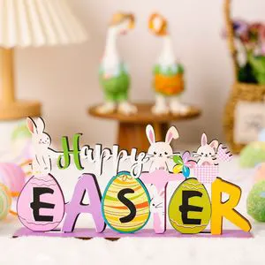 new Creative DIY Easter Egg Rabbit Top Table Decoration New Creative Wooden Easter Thanksgiving Christmas Statues and Toys