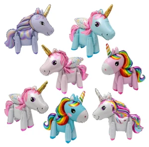Inflatable 3D Unicorn Metallic Aluminum Foil Balloons Kit-Eco-Friendly Kids Birthday Baby Shower Christmas Party Decor & Gifts