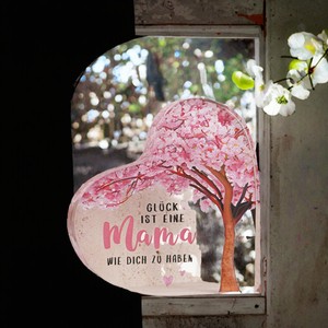 Mother's Day & Christmas Gift Double Sided Flower Plant Pattern Heart-shaped Acrylic Ornament I Love My Mother