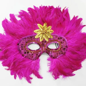 Fun Venetian Mardi Gras Carnival Masquerade Mask Feather Party Decor for Xmas Holidays Dyed Pattern Cosplay Costume