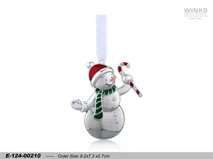 Winko XMAS ORN Christmas Ornament Hanging Decoration Snowman Ornament W/ Candycane Decoration, Sil Pl/Lacq.