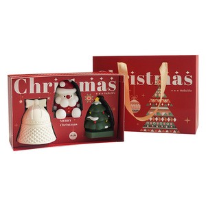 Custom Handmade 3-Piece Cute Christmas Soy Wax Aromatherapy Scented Candle Christmas Tree Santa Gift Set Home Decor Holiday