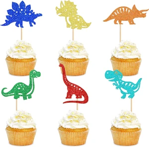 24 Piece Dinosaur Cupcake Toppers Baby Dinosaur Cake Picks Children's Birthday Party Decorations Dino Theme Cake Supplies