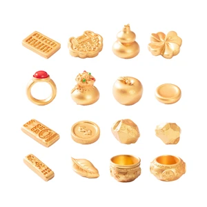 Chinese New Year Decor Accessories Coin Gold Lucky Bag Ring Apple Fortune Gourd Clover Leaf bar Zodiac Resin Surprise Toy Gifts