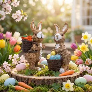 New Cross Border Resin Easter Bunny Holiday Decoration for Home Desktop Gift