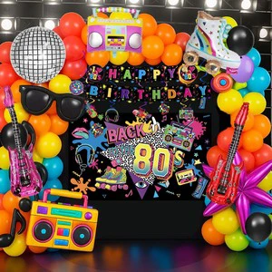 HAWIN 80s 90s Theme Birthday Party Bundle-Adult Paper Decorations for Indoor Use Wholesale Available