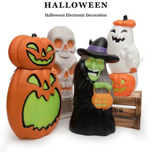 Halloween Outdoor Garden Stake Decorations Glowing Ghost Pumpkin Skeleton Witch Yard Lawn Walkway Party Scene Decor