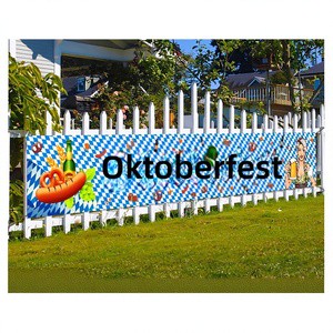 German Munich Beer Festival Party Banner Custom Arrangement Blue White Checkered Sublimation Printed 100% Polyester Washable OEM