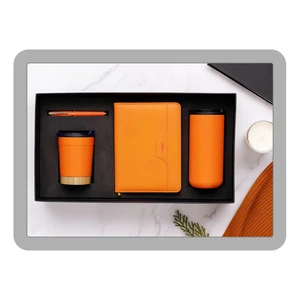 PU Leather Business Notebook Gift Set Pen 2 Coffee Tumblers Embossed Personalized Printing Corporate Mother's Day Graduation