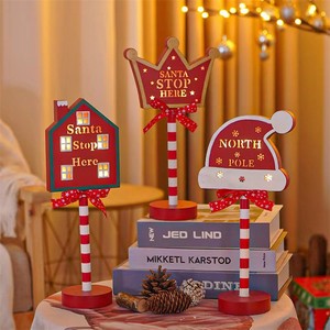 New Product Novelty Design Wooden Led Lantern Party Supplies Christmas Decorative Street Sign Light Kids Gifts