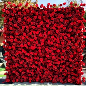 Factory Price Artificial Red Rose Flower Wall Elegant Wedding & Event Decoration with Artificial Silk Blooms Decoration