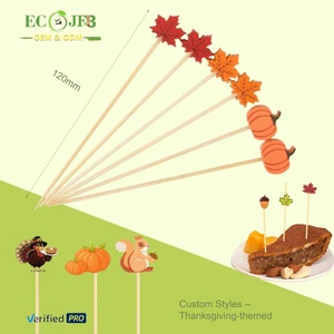 Thanksgiving Turkey Cocktail Picks Disposable Bamboo Party Toothpicks Fall Harvest Food Skewers for Party Decoration