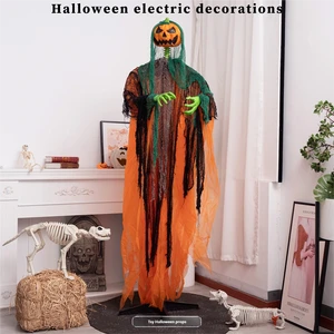 Halloween Plastic Rag Pumpkin Station Ghost Independent Packaging Removable Battery Operated Electric Induction Decoration