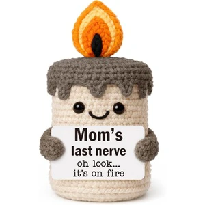 Christmas Mothers Day Birthday Gag Gifts for Mom Mother Mama Mommy - Cute Handmade Crochet Candle Mom's Last Nerve Gift Ideas