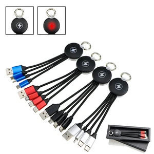 Custom Logo New Product Ideas 5V/2A Keychain Charger 3 In 1 USB Cable Promotional Business Gift Set For Men & Women