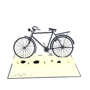 3D Pop up Funny Bike Happy Fathers Day Paper Greeting Card with Envelop for Dad and Papa Birthday Gift and Celebration