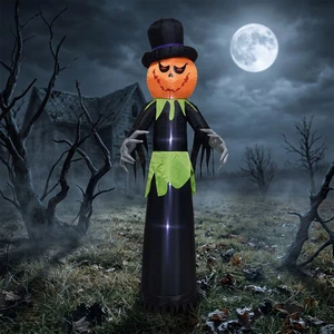 Hot selling Halloween Inflatable Decor Inflatable Pumpkin Witch with LED Lights for Spooky Outdoor Courtyard Holiday Decor