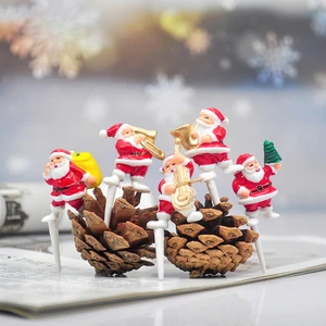 New 5pcs/set Acrylic Cake Topper Christmas Decoration 3D Santa Claus Xmas Dessert Baking Ornament Birthday Cake Supplies