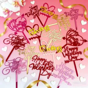 Lovely Acrylic Heart Shape Double Layer UV Print Valentine's Day Cake Toppers 10cm for Adult Use