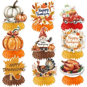 Lin Xu Model A1399 Thanksgiving Accessories Set Decorative Hanging Tag Printed Thanksgiving Pumpkin Maple Leaf Turkey Shaped