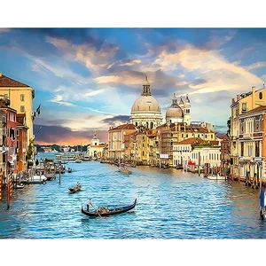 For 40x50CM Famous Italian Water Capital Landscape DIY Paintings by Numbers Canvas Oil Paint Wholesale