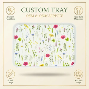 ODM Country Serving Tray 15 Inch Large Melamine Dinnerware Flower Platter Shatterproof For Restaurant Easter Home Gift