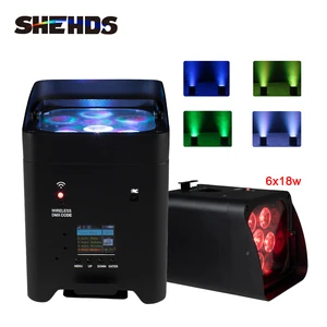 Shehds Wireless Remote Control Wifi APP Smart LED Par 6x18W RGBAW+UV Lighting Price Wedding Stage Lightingrgb Battery Light Par
