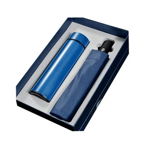 Wholesale Father's Day Gifts Custom Logo Silk Screen Printed Exquisite Thermos Umbrella Corporate Gift Set for Business