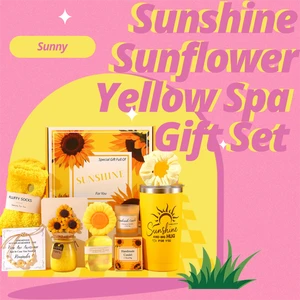 2026 Valentine's Day Sunflower Spa Gift Basket Perfect for Mother's Day Birthdays Sunshine Yellow Self Care Kit for Her