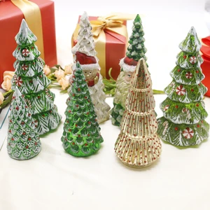 2025 New Product Christmas Decoration Desktop Glass Tree with Lights Christmas Luminous Night Lights Trees Crafts for Party