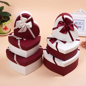 Hot-Product Valentine'S Day Gifts Packaging Heart-Shaped Bow Scarf Cardboard Boxes Chocolate Paper Box