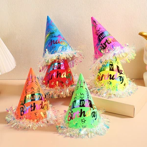 Children Adult First Year Birthday Party Supplies Dress up Cake Hat Happy Birthday Paper Hat