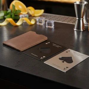 Personalized Poker Bottle Opener Engraved Genuine Leather Beer Opener Portable Groomsmen Gift Welcome Gifts