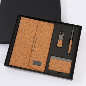 Luxury Environmental Protection Wood Material Gift Set Keychain Notebook Pen Promotional Business Gifts Father'S Day Customized