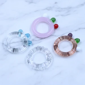 Lampworking Murano Glass Folk Art Glass Sweety Jewelry Candy Colored Ring for New Year and Women's Occasions