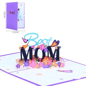 Hot Sale Mother's Day 3D Greeting Card Best Mom Creative Flower Blessing Card Mother's Day Gift Ideas