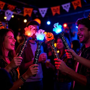 Halloween LED Glow Stick Ghost Pumpkin Light Magic Wand ABS Plastic Kids Flashing Toy Halloween Party Decoration Favors