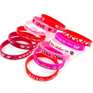 Valentine's Day Silicone Bracelet Rubber Wristband Holiday Decoration Gift for Both Men and Women Custom logo and Information
