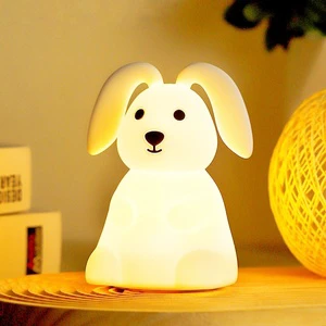 Night Light Table Lamp Cute Silicone Multicolor Warm White Dim Touch Rechargeable USB Bunny LED For Kids Baby Room