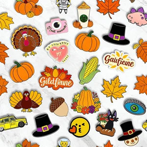 Thanksgiving Enamel Pins Set, Fall Pumpkin Turkey Maple Leaf Brooches for Thanksgiving Decor