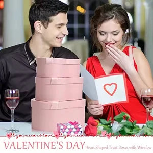 3pcs Eco Friendly Rose Packing Flower Paper Box Valentine's Day Custom Heart Shape Flower Rose Box Gift Packaging Box