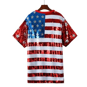 Fashion Casual Round Neck Short Sleeve for Independence Day Women