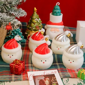 Handmade Christmas Favorite Santa Claus Shaped Cute Design Party Ready Home Decor Fragrant Scented Candle Halloween New Year