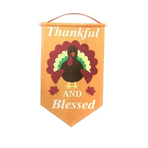 Cartoon Turkey Thankful and Blessed Garden Flag Thanksgiving Day Party Decoration Supplies