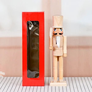 38cm DIY Unpainted Blank Solid Unfinished Wooden Nutcracker With Axe For Ornament