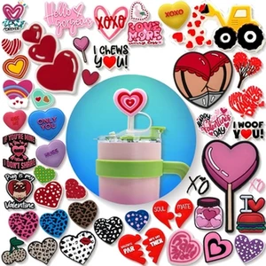 2025 Trending Products Dust-Proof Silicone 10mm Straw Toppers New Arrival pink Valentine Day Drinkware Accessories Sets