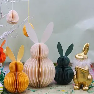 Large and Small Set Easter Bunny Honeycomb European and American Party Decoration Bunny Hanging Ornaments Eco-Friendly Paper