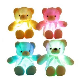 Factory Direct Sale LED Cute Colorful Glowing Light Teddy Bear Plush Toy 30cm PP Cotton Birthday