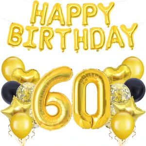 Youlun 18/21/30/40/50/60/70/80/90th Birthday Party Decor Latex Foil Balloon Set for Birthday Party Decoration Party Supplies